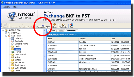 BKF to PST screen shot